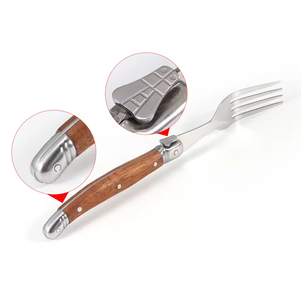 Steakvork- en serveerset, 6-delig, met houten handgrepen - Image 5
